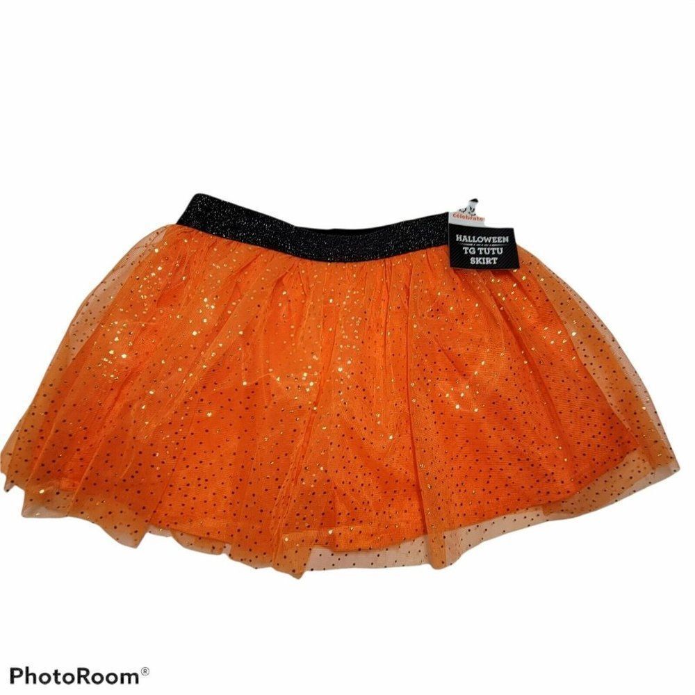 Halloween Tutu Skirt Sz 2T Orange/Gold Polka Dot